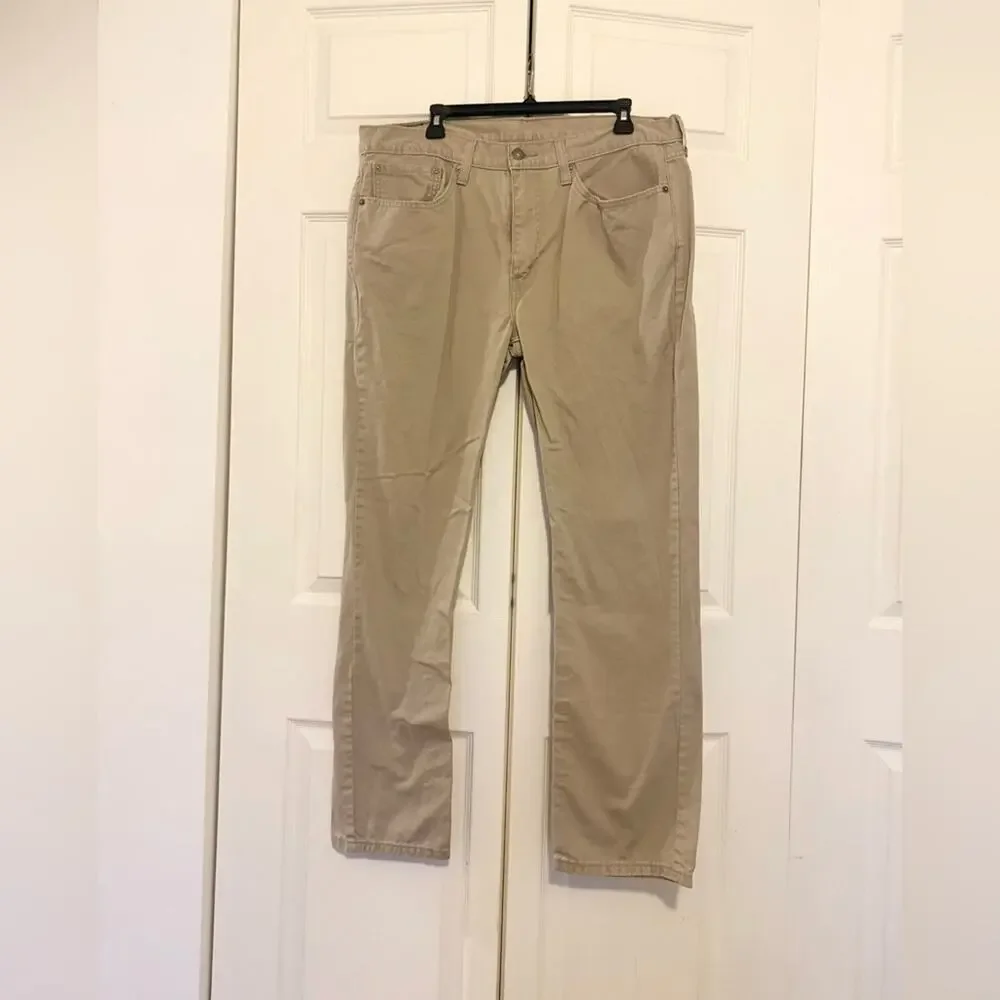 Levi's Men's 514 Straight Fit Cut Jeans Light Khaki Tan Ivory Pants Size 36 x 32
